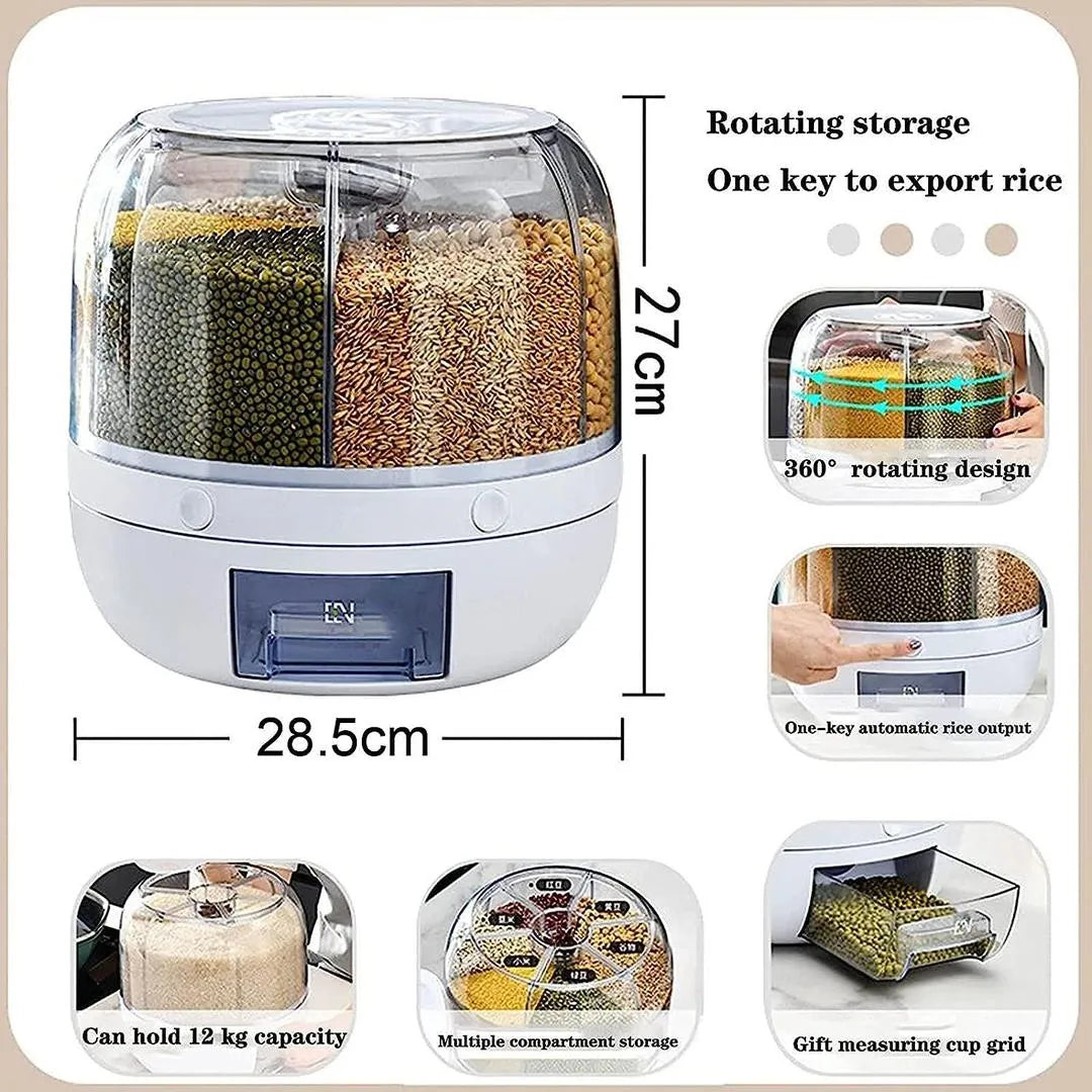 360° Rotating Rice Dispenser | 7L Food Storage Container – The Kitchen Beauty