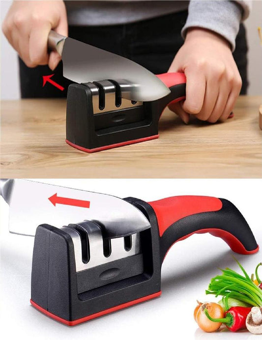 3-in-1 Knife Sharpener | Stainless Steel | The Kitchen Beauty