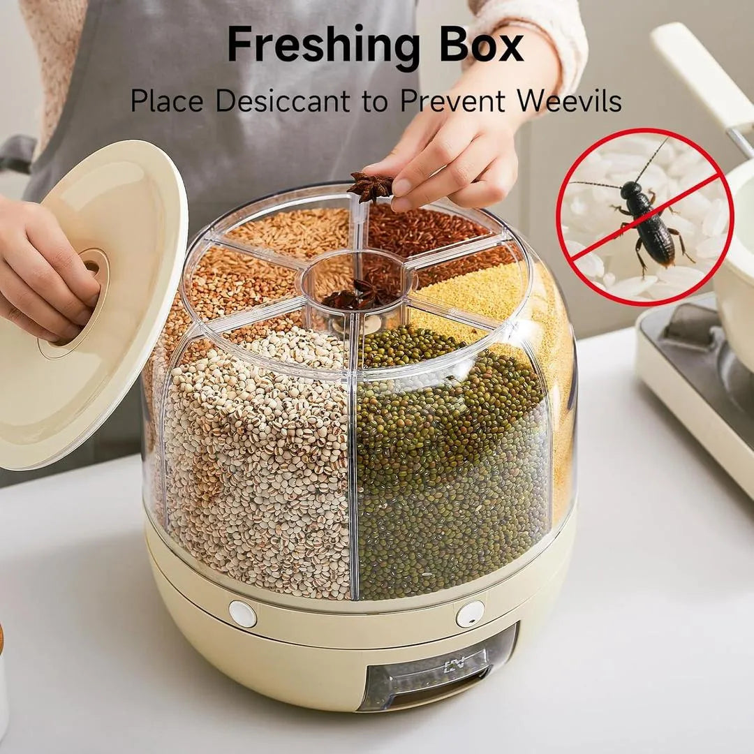 360° Rotating Rice Dispenser | 7L Food Storage Container – The Kitchen Beauty