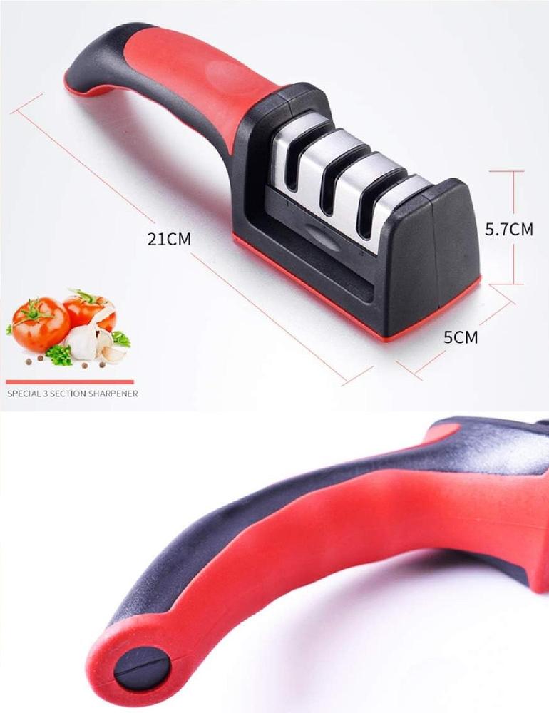 3-in-1 Knife Sharpener | Stainless Steel | The Kitchen Beauty