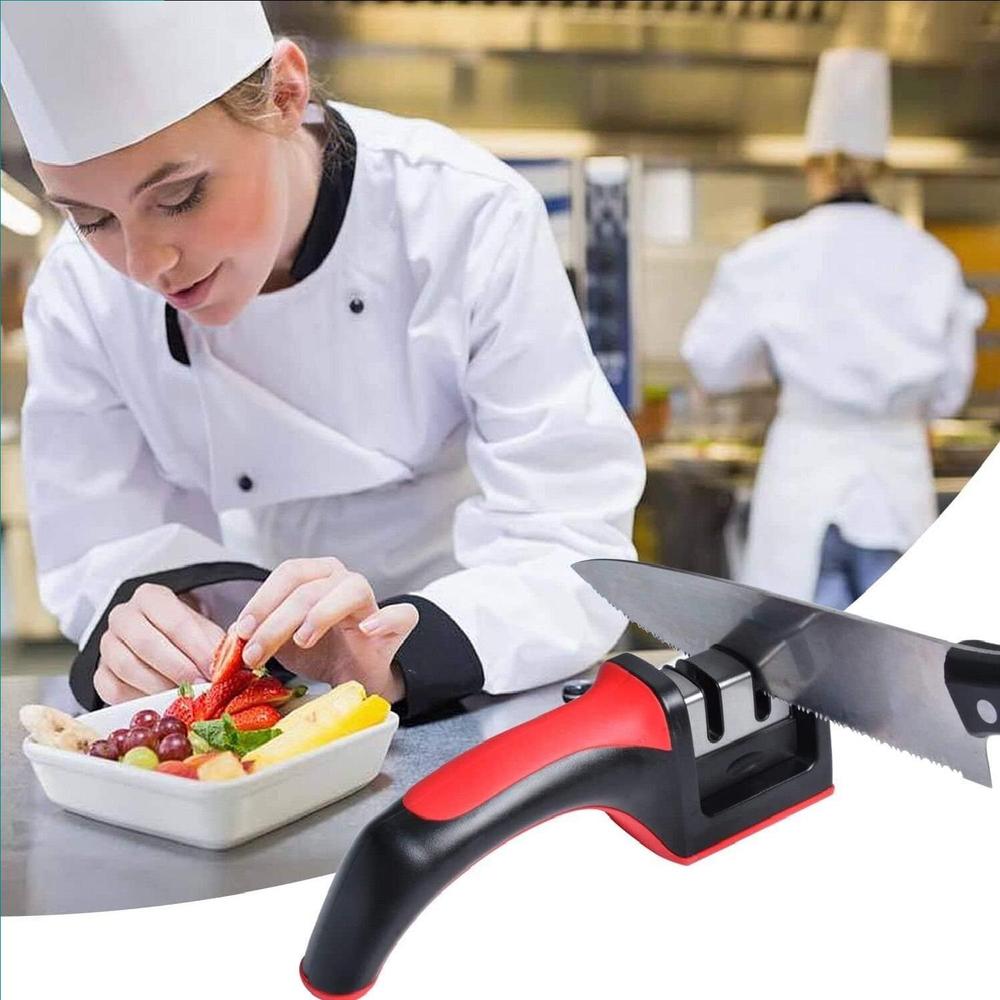 3-in-1 Knife Sharpener | Stainless Steel | The Kitchen Beauty